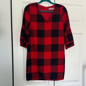 Red buffalo plaid dress